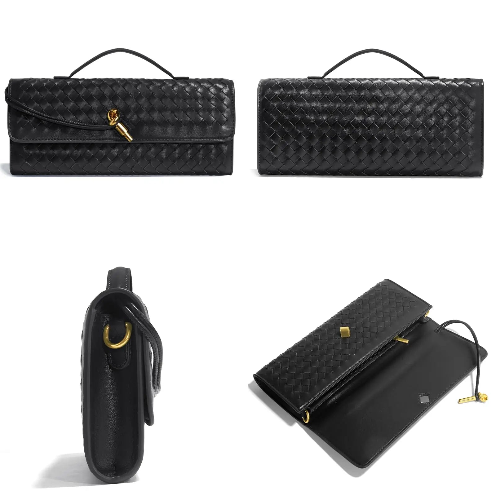 Woven Leather Bags For Evening Crossbody And Clutch
